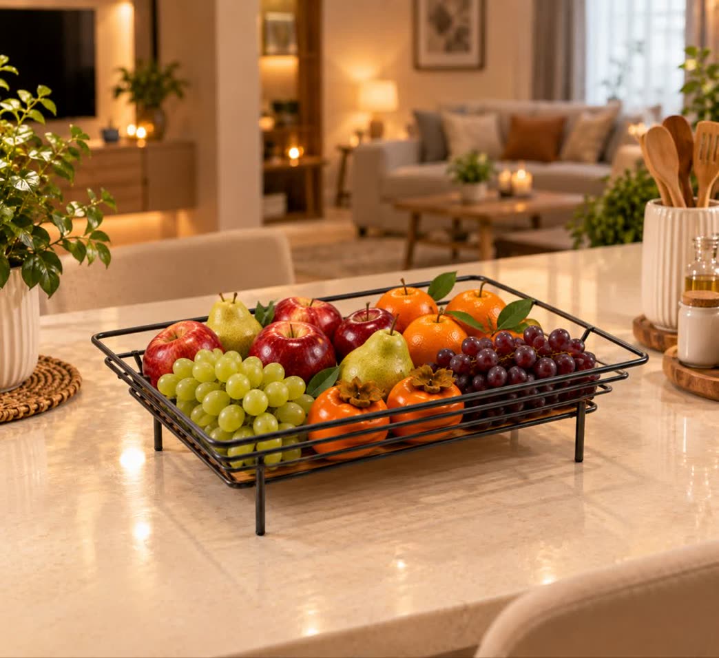 سبد میوه خوری فلزی مستطیل Sogolhome
